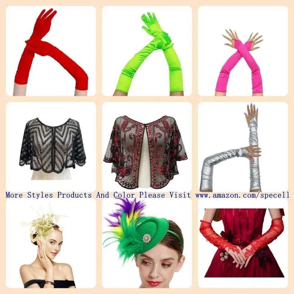 Women's A-Blue Sequins Beads Fingerless Satin Gloves Party Prom Accessories